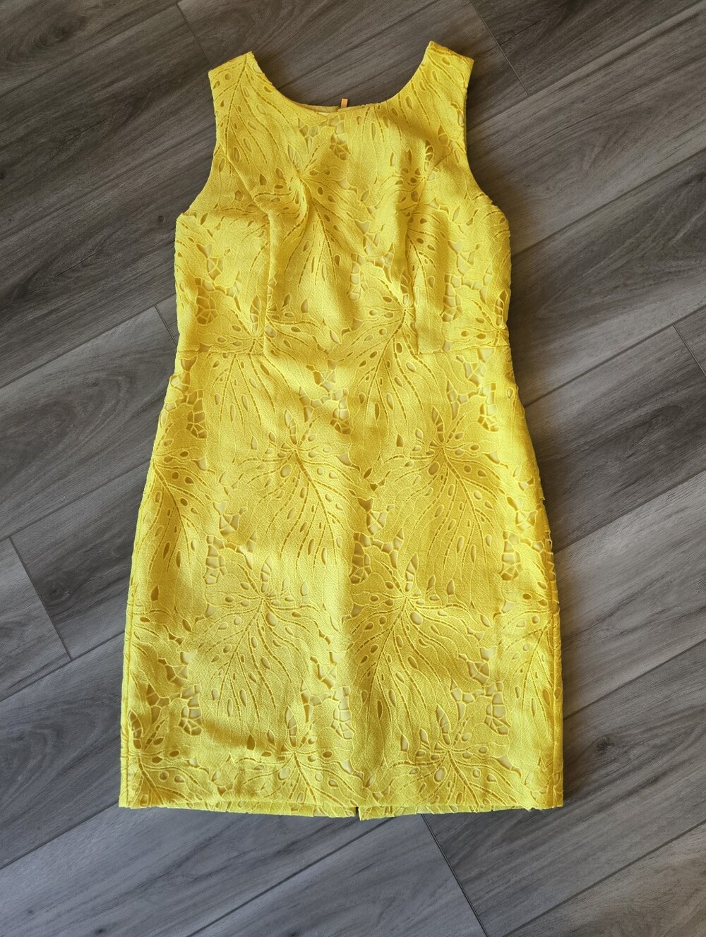 Talbots | Yellow Sleeveless Lace Sheath Dress, Sz 12